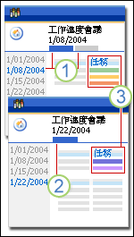 在一次會議或所有會議中顯示的清單比較